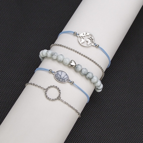 **JADEN* 5-Pc Silver Map Fashion Bracelet Set - Picture 1 of 10